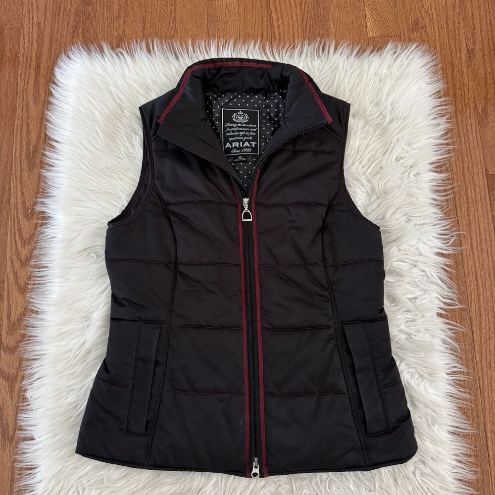 Ariat Puffer Vest Women’s Small Black Quilted Full Zip Insulated Outdoor Western